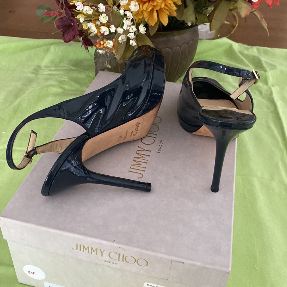 JIMMY CHOO sling stilettos nova dark blue made in Italy. - Picture 8 of 16